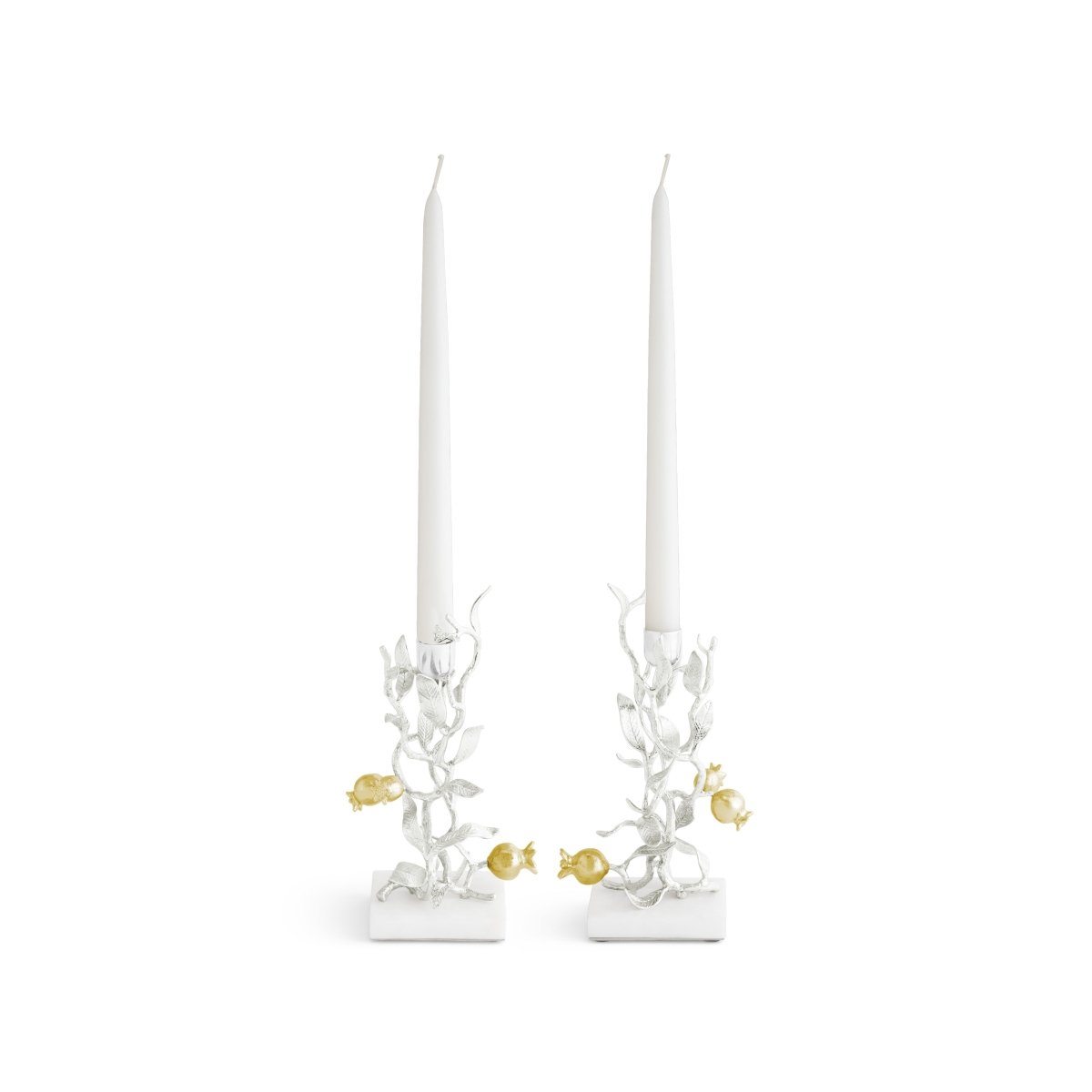 Michael Aram Pomegranate Silver & Gold Candleholders S/2