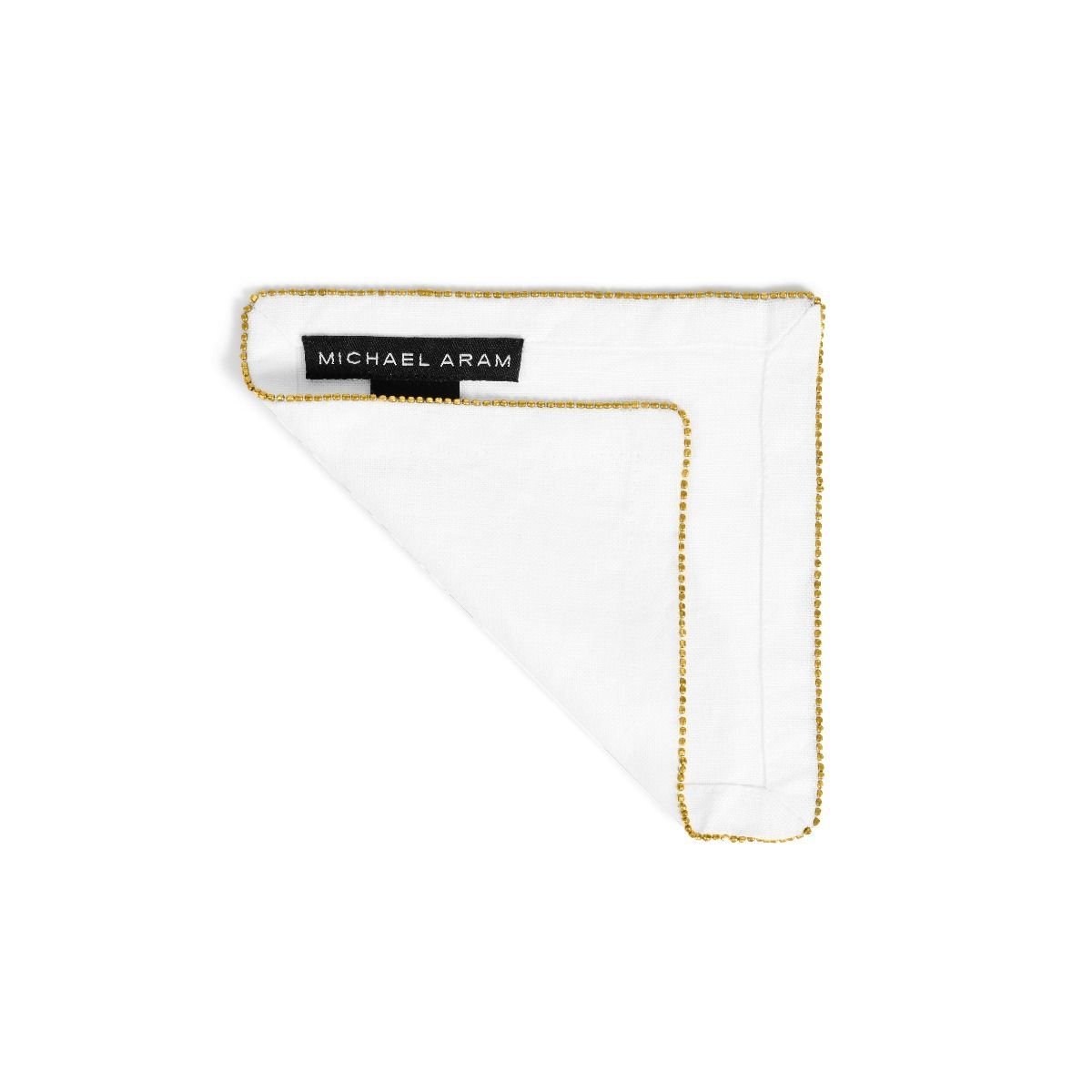 Michael Aram Brass Beaded Cocktail Napkin Eggshell