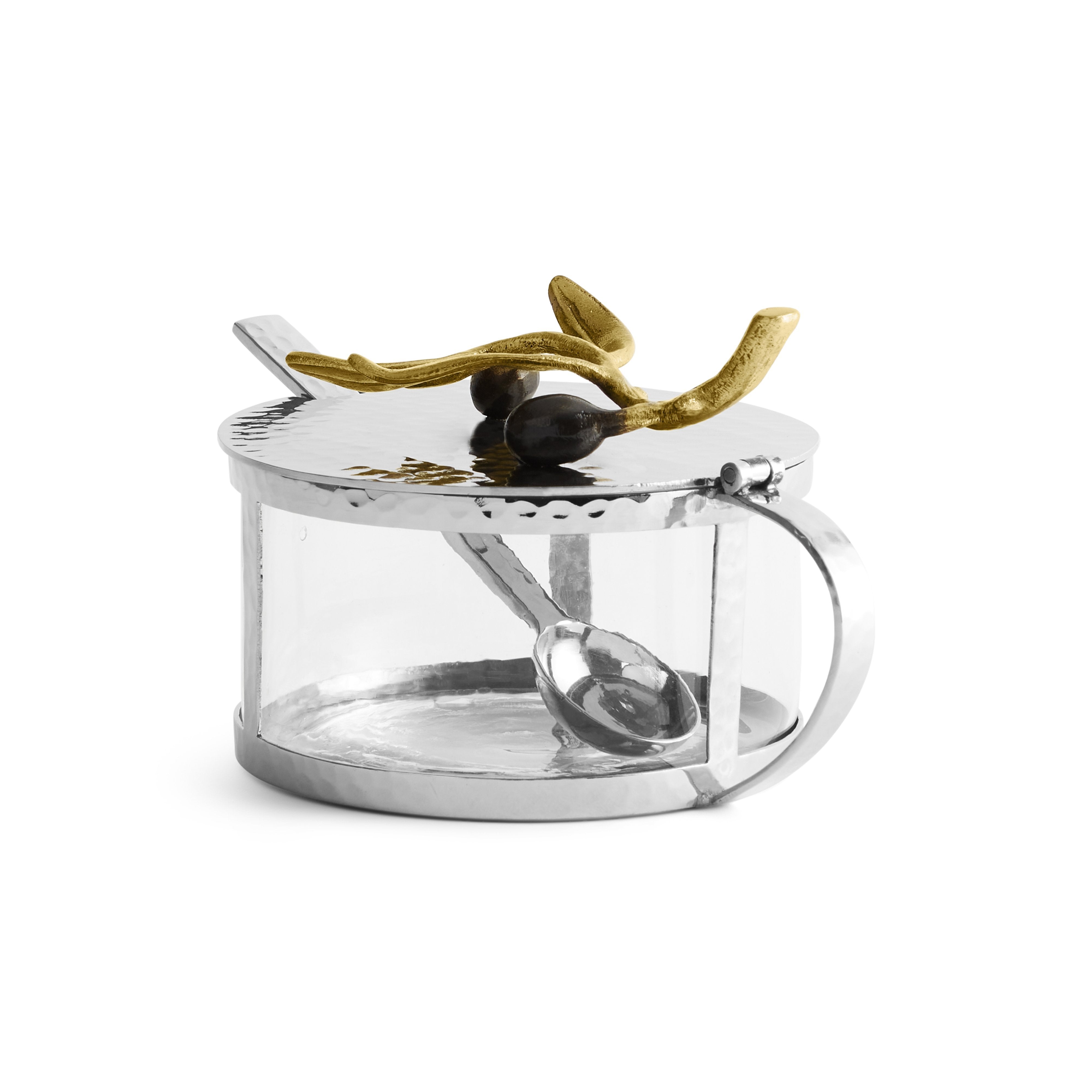 Michael Aram Olive Branch Gold Condiment Container w/ Spoon